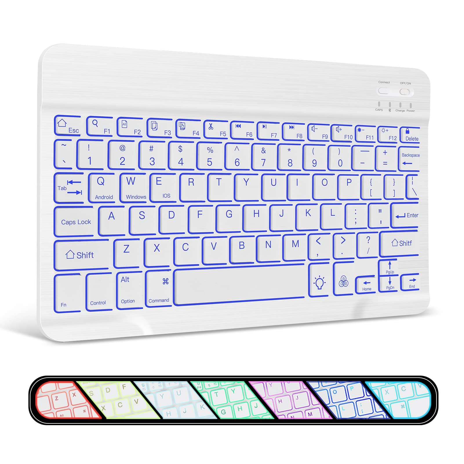 XIWMIX Rechargeable Wireless Bluetooth Keyboard white backlit