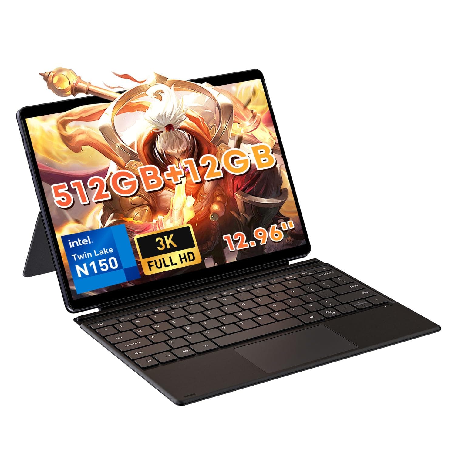 Hi10 Max 2 in 1 Windows Tablet 12.96", Intel N150(3.6GHz), 12GB LPDDR5 512GB SSD, Windows 11 Tablet with Backlit Keyboard, FHD IPS 2880 * 1920 Touchscreen, WiFi 6, BT 5.2, HDMI, USB 3.2
