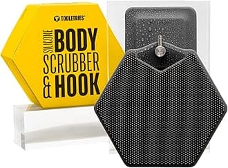 Body Scrubber & Storage Hook - Silicone Toiletry Organizer, Shower & Bathroom Accessory - Features Silicone-Grip Technology, Removable & Reusable