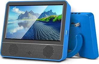 7" Portable Mini TV and IPS 1080P Screen-Digital ATSC Tuner-Headphones Out-USB/TF Port-HDMI Input,DC-12V for Camping Caravan Kitchen (Blue)