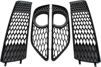 ApplianPar Front Left and Right Side Lower Bumper Fog Light Grille Cover Bezel Frame Kit for Audi Q7 S-Line 2010-2015