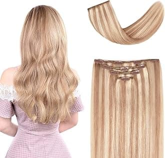 14" Clip in Hair Extensions Remy Human Hair for Women - Silky Straight Human Hair Clip in Extensions 50grams 4pieces #18-613 Color