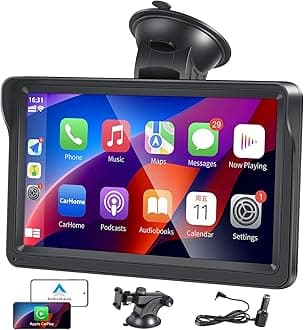 hexahedron Car Play Screen, Newest Portable Wireless Carplay & Android Auto, Car Stereo Display, 7‘ HD IPS Touchscreen, Car Radio with BT Hands-Free Calling/Mirror Link/Air Play/Siri/USB/TF/AUX/FM