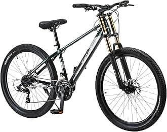 FitTrip Super Dominator 27.5 Inch Stunt MTB | 21 SPD Shimano Gearset | Double Crown Suspension | 160MM Disk Brakes | Dual Tone Paintjob with Crystals | Stunt Cycle (British Racing Green)
