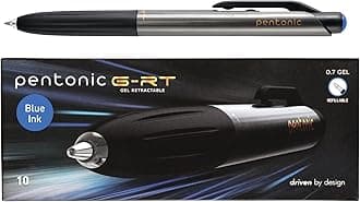 GR-T Retractable Gel Pens, 10 Count, Blue Ink, 0.7 mm Fine Point, Smooth Writing For Journaling, Note Taking, Office & School (1002361)