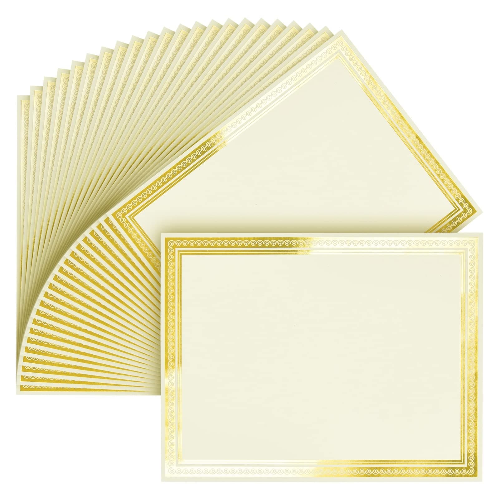 Gold Foiled Metallic Border Award Certificate Sheets, 50-Pack of Blank Certificate Paper, Printer Compatible, 28 x 21.6 cm