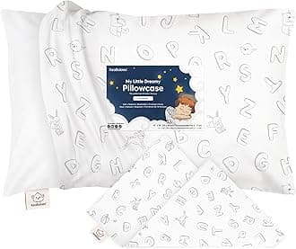 KeaBabies Toddler Pillowcase 13"x18" - Organic Cotton Toddler Pillowcase for Kids, Boys, Girls, Soft & Durable Cotton Cover for Miniature Sleepy Pillows, Cute Colors, Pillow Sold Separately (ABC Land)