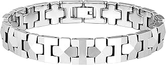 Urban Jewelry Men’s Tungsten Carbide Link Bracelet Collection – 8.3–8.5" Length, 10 mm Heavy Chain, Cross, Track, Box & Wheat Styles, Scratch & Tarnish Resistant, Secure Snap‑Lock, Gift Box