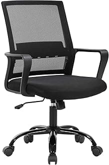 BestOffice Swivel Rolling Computer Chair Executive Lumbar Support Task Mesh Chair Adjustable Stool for Women Men (Black)