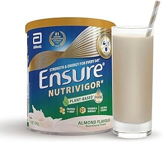 Ensure NutriVigor Nutritional Shake – Almond Flavour – 400g – Food Supplement with Protein, HMB & 27 Vitamins & Minerals – Supports Strength, Energy & Immunity – With Vitamin D, C & B