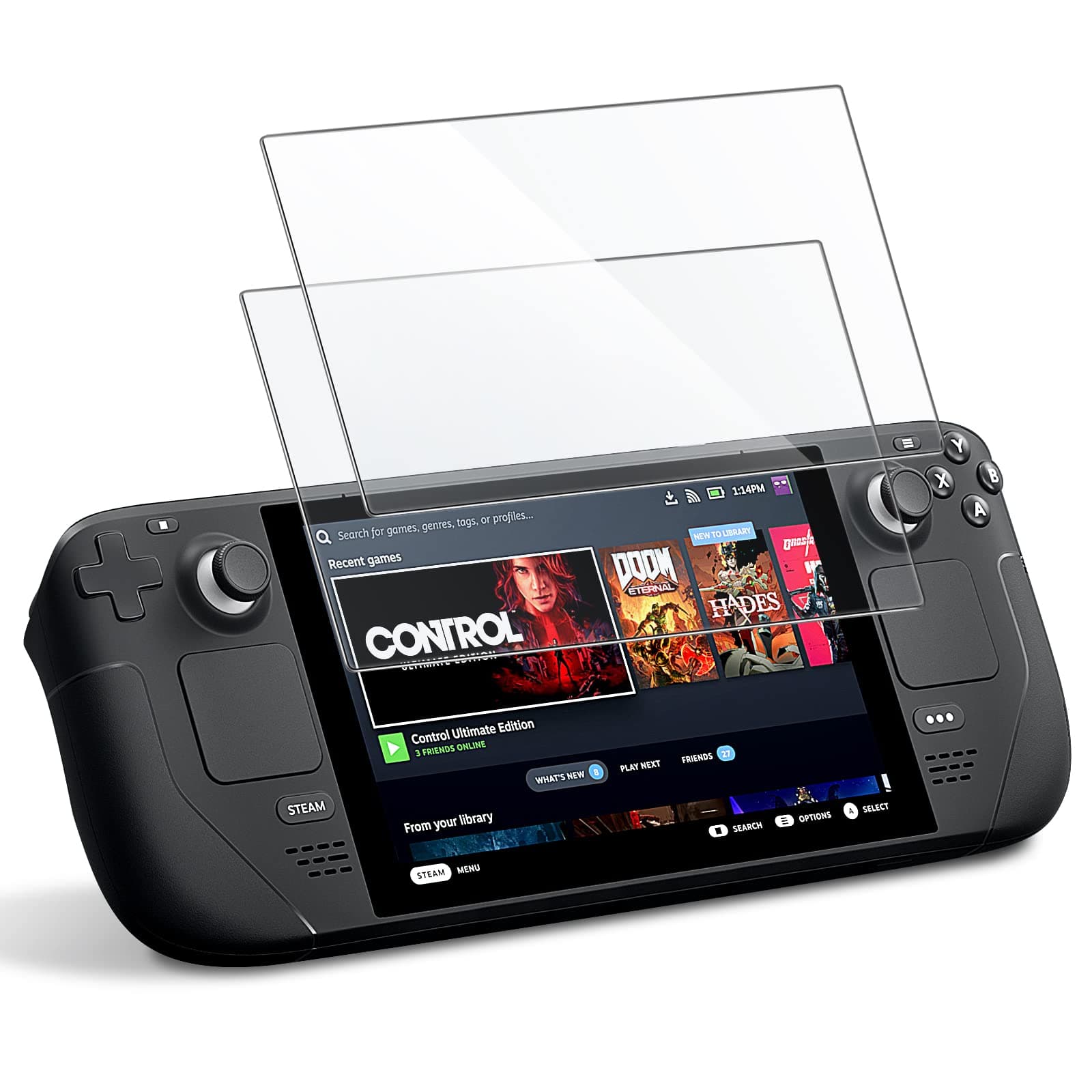 JETech Screen Protector for Steam Deck OLED 7.4-Inch (2023), Steam Deck 7-Inch (2021&2022), 9H Tempered Glass Film, Anti-Scratch HD Clear, 2-Pack