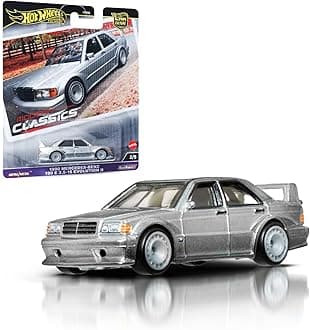 Hot Wheels Premium Car Culture Collectible Toy Car, 1:64 Scale Die-Cast Mercedes-Benz 190E 2.5-1.6, Modern Classics Vehicle with Real Riders Tires