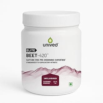 Unived Elite Beet-420 | Beetroot Extract standardized to 6.5% Dietary Nitrate, 420mg Nitrate Per Serving | Endurance Superfood for Athletes | Vegan, Caffeine-Free, Pre-Workout Powder| 20 Servings