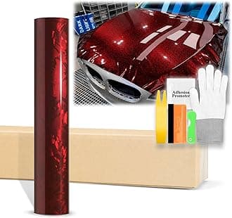 24"x60" (2FTx5FT) Gloss Dark Red 24K Chopped Forged Carbon Fiber Textured Vinyl Wrap Auto Car Sticker Decal Sticker Film Sheet Bubble Free Air Release Technology with Tool Kit