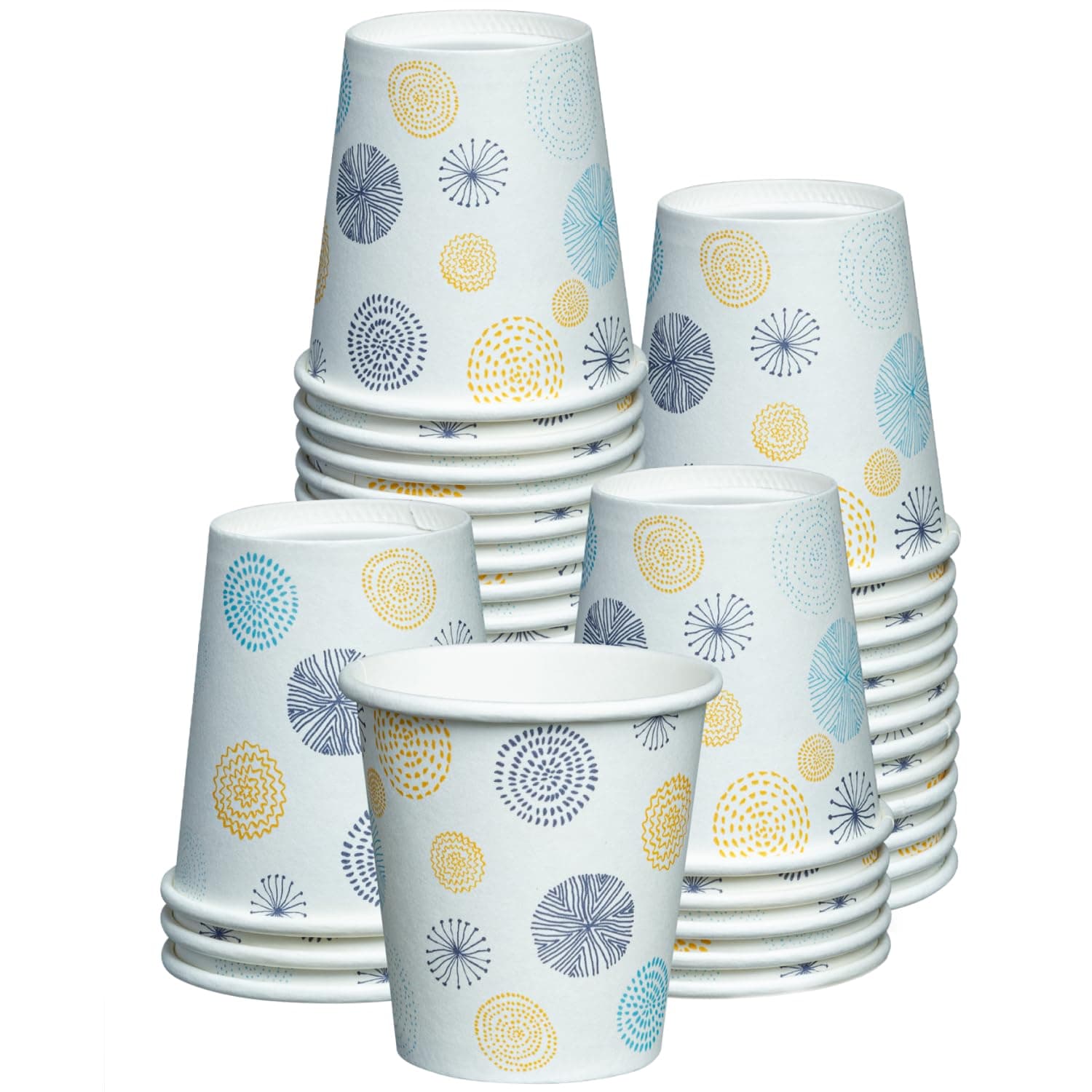 GUSTO [100 Count 3 oz. Small Paper Cups, Disposable Mini Bathroom Mouthwash Cups - Floral