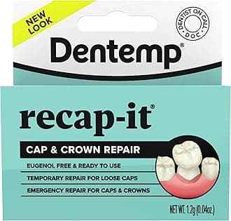 Recap-It Cap and Crown Repair Dental Kit - Fast Acting Formula Dental Cement for Loose Caps (Pack of 1) - Temporary Cement for Crown and Bridge