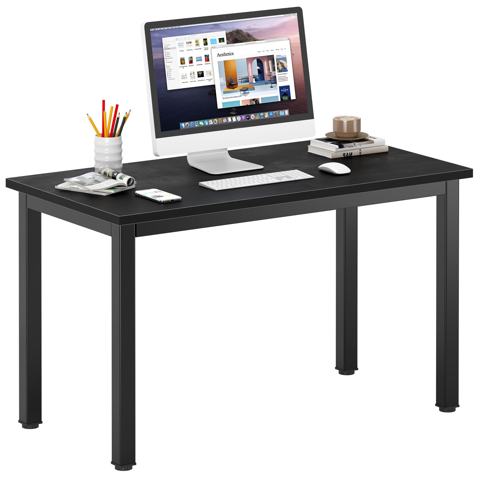 39 inches Small Computer Desk for Home Office Activity Table Writing Table for Small Spaces Study Table Student Laptop Desk Black DND-AC3CB-100