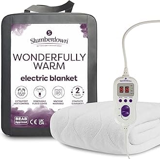 Slumberdown Wonderfully Warm Electric Blanket King Size - Dual Control 9-Heat Settings Luxury Heated Fleece Blanket for Bed with Auto Timer - Easy Fit, Comfortable, Machine Washable (160cm x 150cm)