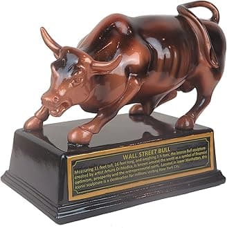 Resin Official Licensed Bronze Wall Street Bull Stock Market NYC Figurine Statue with Base (Small 3.5in)
