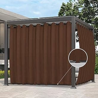 Easy-Going Outdoor Curtains Waterproof Windproof Weatherproof Curtain for Patio, Cabana, Porch, Pergola and Gazebo, Grommet Top and Tab Bottom Drape, 1panel, 150x108 inch, Brown