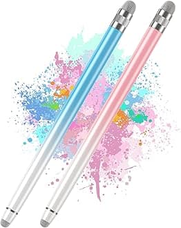 Bopomofo 2PCS Stylus Pens for Touch Screens,Stylus Pen for iPhone/iPad/Tablet Android/Microsoft Surface,Compatible with Touch Screens(White Pink/White Blue)