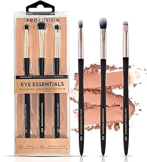 Profusion Cosmetics Eye Essentials 3 Piece Brush Set - Multi-Tasking Tool for Blending, Shading and Lining, Waved Handles, Soft Synthetic Bristles, Vegan & Cruelty-Free Makeup