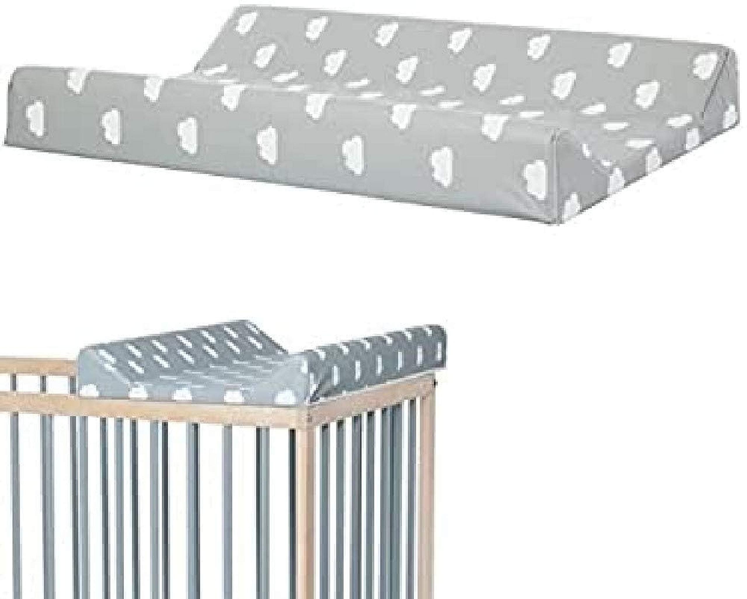 Mokee Cloudy Wipeable Changing Mat - Hard Base Cot Top Changing Mat (Grey, 70x47 (for 120x60cm cot))