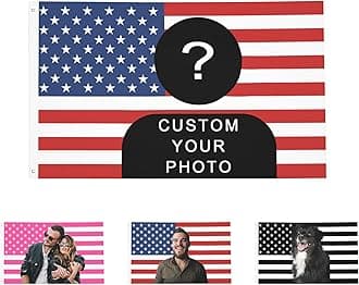 OHORTEB Custom Photo Flag Design Your Own Picture Text Logo Personalized Flag Customizable Image Gifts for Indoor Outdoor Decoration (Red (American), 5X8 FT)