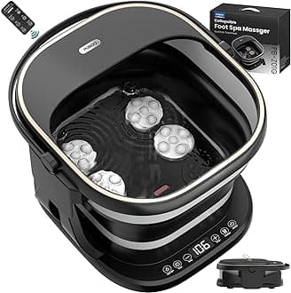 Puboo Collapsible Foot Spa Bath Massager with Heat, 95-115°F Precise Temp Control, Motorized Massage Rollers, Heated Foot Bath Soak Tub, Fits US Men’s Size 11, Gift for New Year