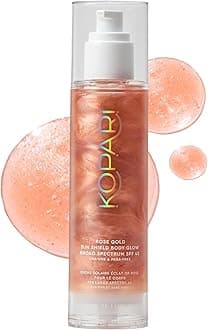 Kopari Sun Shield Body Glow - SPF 45 UV Protection Sunscreen Rose Gold Shimmer Mica - Sweat Resistant - Antioxidant Vitamin E Vegan Cruelty Free - Macadamia Hibiscus Avocado Coconut Oils 5oz