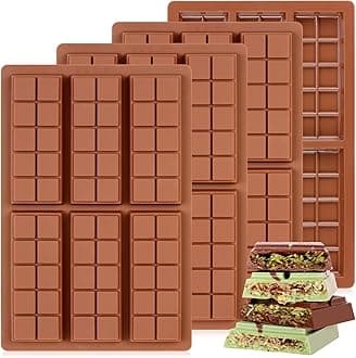 Chocolate Molds - Non-Stick Chocolate Mold, Food Grade Silicone Chocolate Bar Mold for Baking, Candy, Chocolate Snacks,DIY Homemade - Set of 4