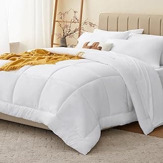 CozyLux Twin XL Comforter Set White, 5 Pieces Twin Extra Long Bed in a Bag for College Dorm, All Season Bedding Set with Stitch Quilted Comforter, Flat Sheet, Fitted Sheet, Pillowcases