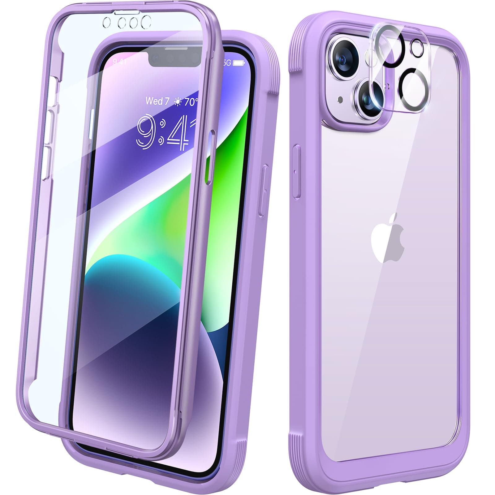 – Diaclara Designed for iPhone 14 Case, Full Body Rugged Case with Built-in Touch Sensitive Anti-Scratch Screen Protector, with Camera Lens Protector for iPhone 14 6.1" (Peri Purple)