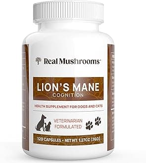 Lion’s Mane Pet Mushroom Supplement – Pet Wellbeing Capsules – for Cat & Dog Supplement & Vitamins – Support Mindful Routines – Organic, Vegan, Non-GMO, 120 Count