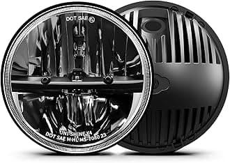 7 inch LED Headlight Round 2PCS E-MARK Approved 6000K Hi/lo Beam lamp Halo, Uni-light J004-2pcs