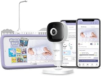 Hubble Connected SkyVision AI Enhanced HD Smart Camera Baby Monitor Parent Unit Mount, Night Vision, Night Light, Soothing Sounds, Wellness Tracker,