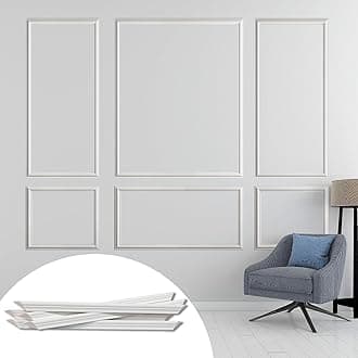 Pre-Cut Accent Wall Molding Trim Kit, 6 Frames Premade Wainscoting Panels for Interior Decoration, Ready to Assemble Chair Rail Moulding