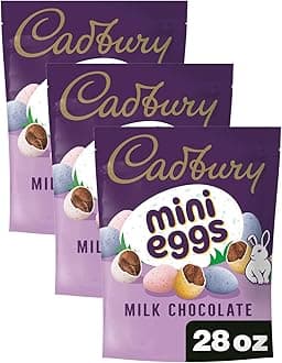 Cadbury MINI EGGS Milk Chocolate with a Crisp Sugar Shell Candy, Easter, 28 oz Resealable Bag (Pack of 3)
