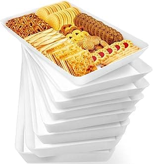 WOWBOX8 pcs Serving Tray for Entertaining, Serving Platters for Snacks, Fruit, Cookies, Dessert, Reusable Plastic Trays for Serving Food and Pantry Organization in Kitchen & for Parties