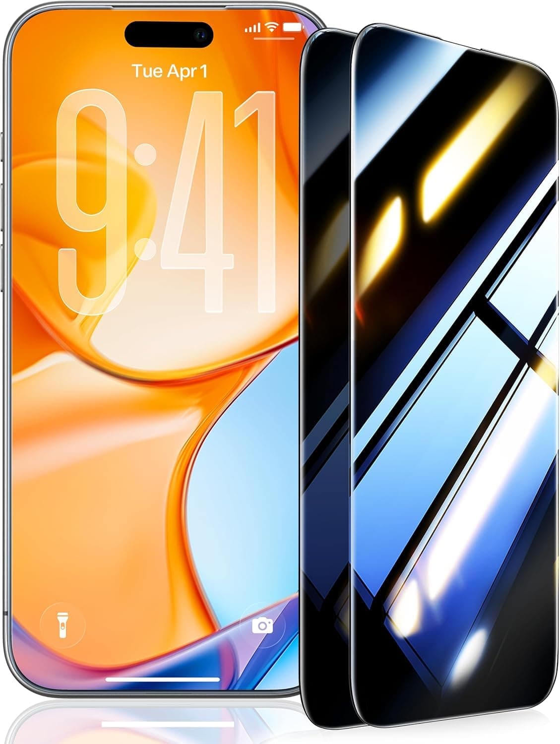 UltraGlass TOP 9H+ Armor for iPhone 15 Pro Privacy Screen Protector [NO.1 Military Grade Shatterproof] Screen Protector 15 Pro Tempered Glass [100% Anti-Spy], Longest Durable, 2 Pack