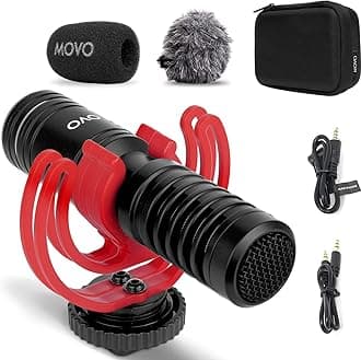 VXR10-PRO Professional Video Microphone for Camera with Rycote Lyre Shock Mount - Shotgun Mic Compatible with DSLR Cameras and iPhone, Android Smartphones