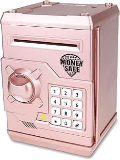 Piggy Bank for Boys Girls, 4 5 6 7 8 9 10 Year Old Girl Boy Birthday Gift Ideas, Electronic Password Money Saving Box ATM, Great Gift Safe Bank Toys for Kids (Rose Gold)