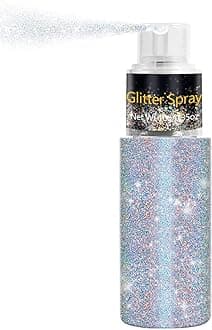 Meilury Glitter Spray for Hair and Body, Holographic Illuminating Powder, Shiny Face Clothing, Loose with Shine, Festival Accessories, Raves Balls, 10G (07# Rainy-Rainbow)