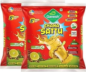 Ganesh clean chana sattu flour high fiber roasted bengal gram atta certified organic naturally gluten free chana sattu - 500 gm (pack of 2)