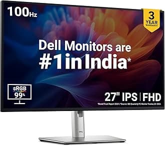 - P2725H 27 Inch FHD IPS Monitor, Anti-Glare, 99% SRGB, 100Hz, 5Ms (Fast), Ports: HDMI(1), DP 1.2, VGA, 3X USB 3.2 Gen1 (A), USB 3.2 Gen1 Type-C [15W PD] | Height Tilt Swivel Pivot