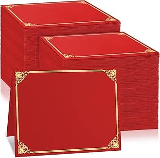 150 Pcs Certificate Holders Bulk, Burgundy Diploma Covers Gold Foil Border, Document Covers for Letter Size 8.5x11 Award Certificates, Cardstock, Document Papers, Graduation