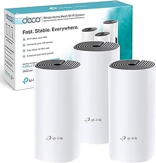Deco M4 Whole Home Mesh Wi-Fi System, Up to 4000 sq ft Coverage, Qualcomm CPU, Dual-Band AC1200 with Gigabit Ports, Compatible with Amazon Echo/Alexa, Parent Control, Pack of 3