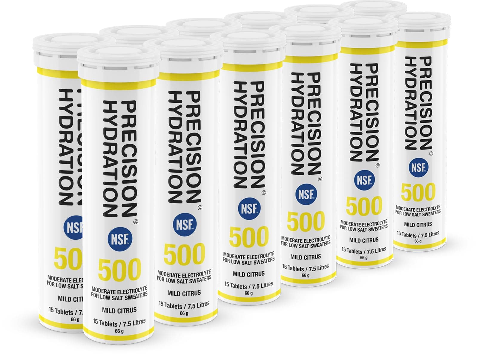 Electrolyte Tablets - Multi Strength Effervescent Hydration Tablets - Combats Cramp - Low Calorie, Gluten Free, Vegan Friendly (12 Tubes, 500mg/L - Yellow Tube)