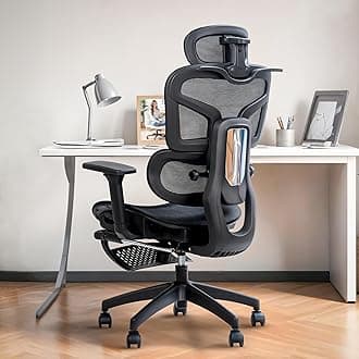 DROGO Opulent Ergonomic Office Chair for Work from Home, Computer Chair for Study with Breathable Mesh, 3D Armrest, 4D Headrest & Lumbar Support | Gaming Chair with Footrest & Recline (Black)