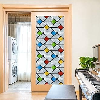 Stained Glass Church Style Decorative Privacy Window Film Static Cling No Adhesive Heat Control Glass Sticker for Home Office W23.6 x H59.1(60x150cm)
